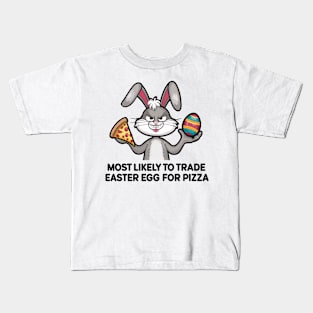 Pizza-Loving Bunny Easter Egg Trade-Off Design Kids T-Shirt